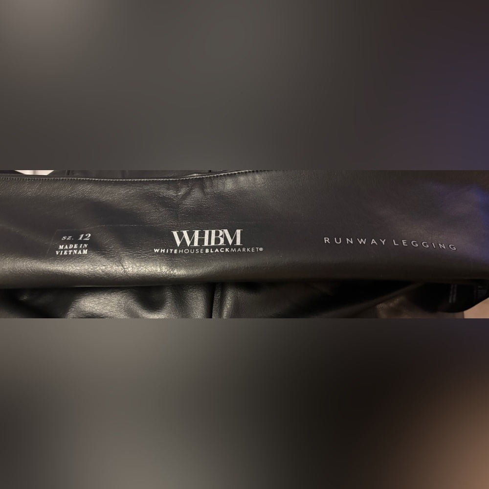 WHBM Vegan Leather Runway Legging Black 12R NWT - Picture 2 of 3